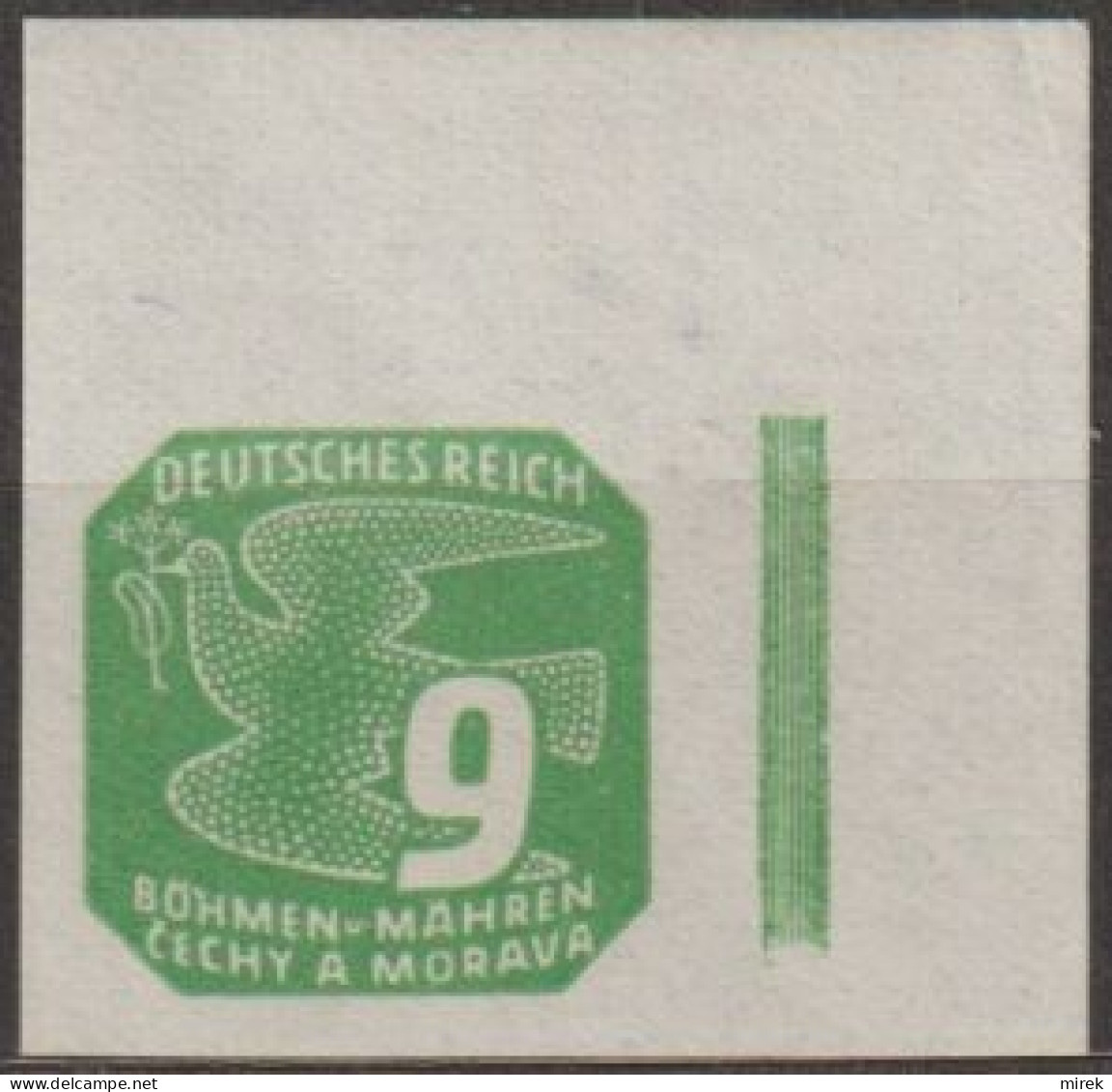 030/ Pof. NV 12, Light Green, Corner Stamp, Broken Frame - Nuovi