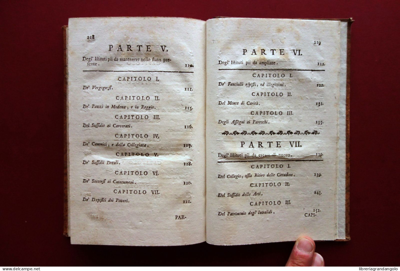 Riforma degli Istituti Pii della Città di Modena Soliani 1787 Originale Raro