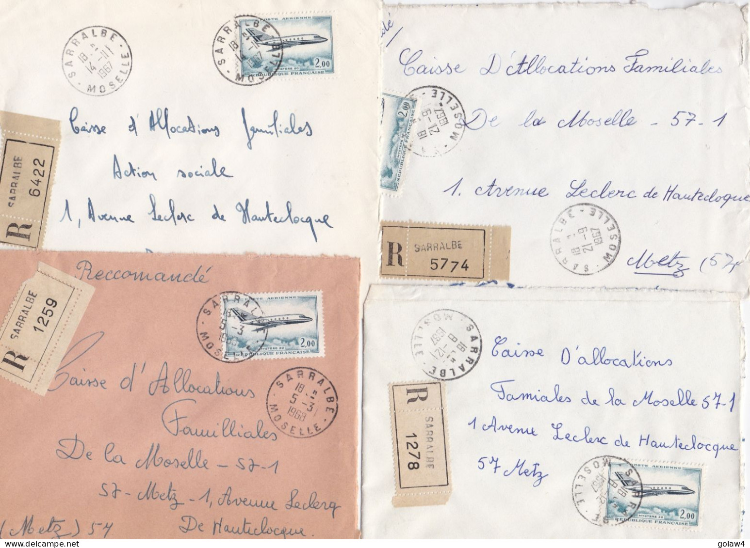 37062# LOT 12 LETTRES FRANCHISE PARTIELLE RECOMMANDE Obl SARRALBE MOSELLE 1967 1968 Pour METZ 57 - Lettres & Documents