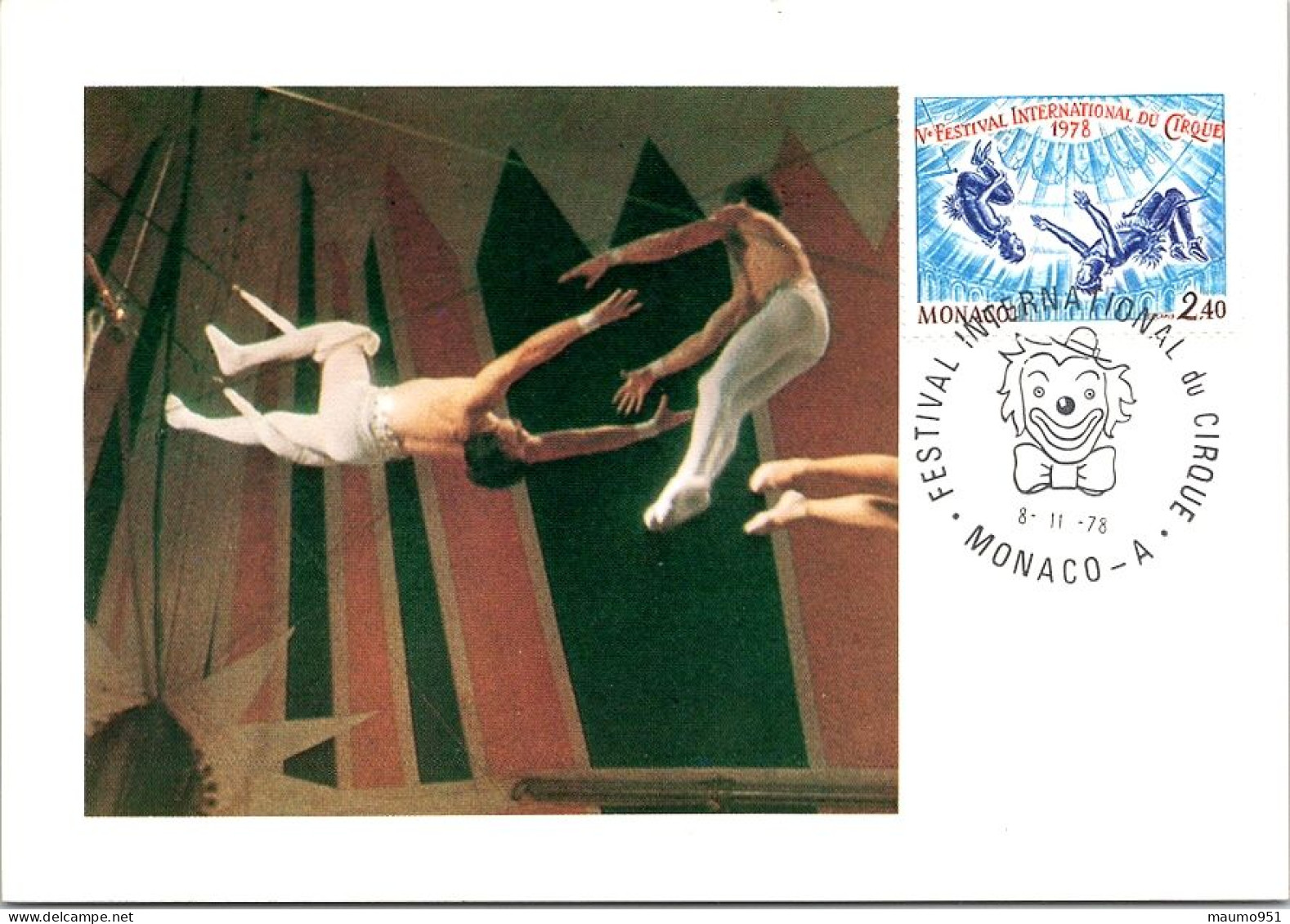 Le Cirque De MONACO  Le Trapèze - Carte Philatélique Avec Timbre Monaco 1978 - Autres & Non Classés