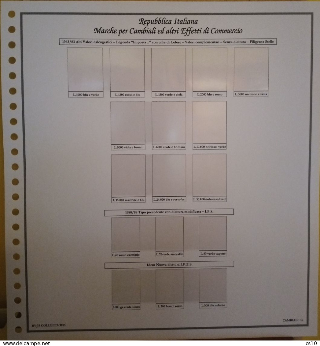 Marche Cambiali Effetti Commercio Regno RSI Luogotenenza Repubblica - Raccolta Fogli Aggiornamento 22anelli Standard