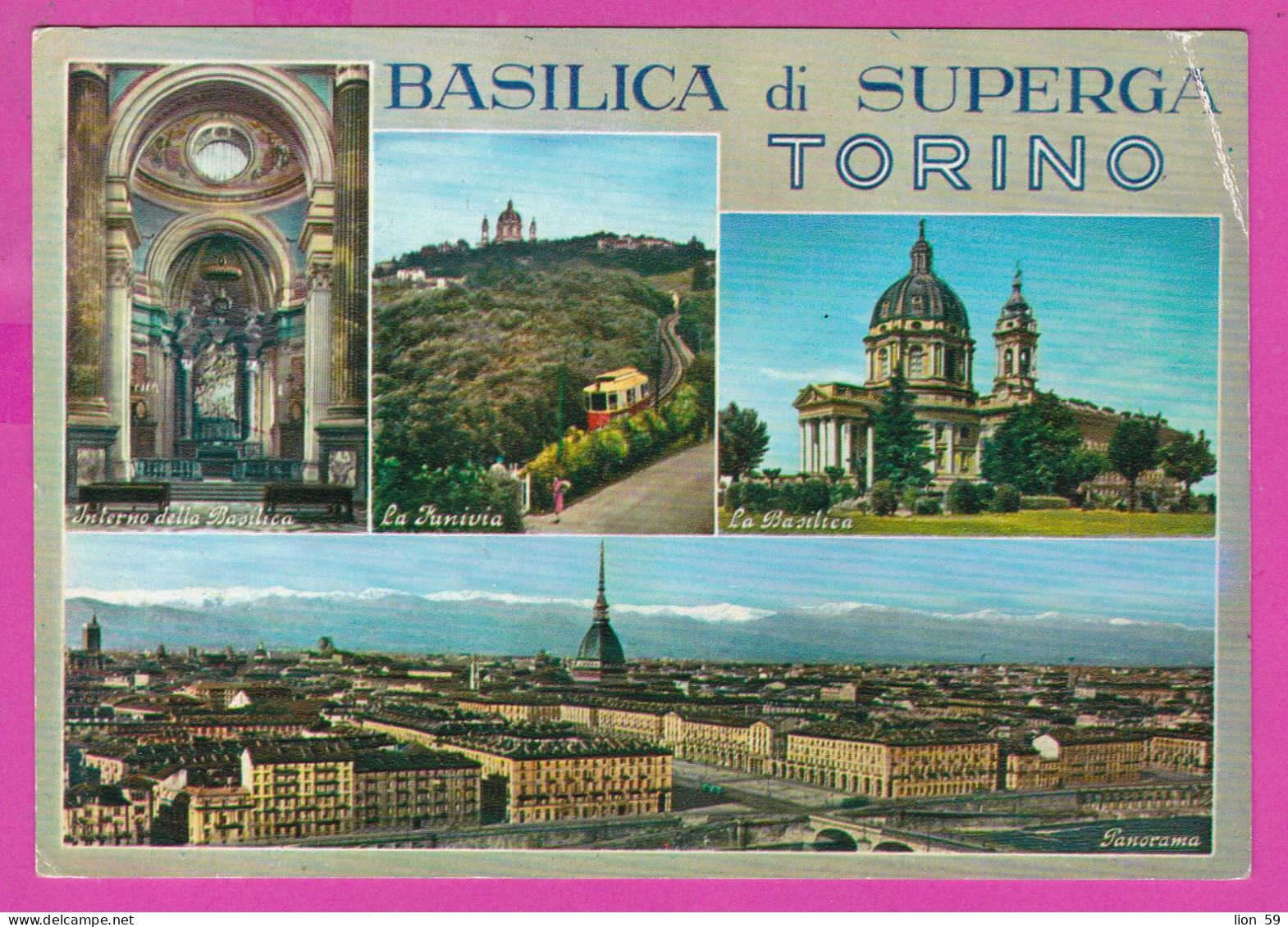 294023 / Italy - Basilica Di Superga TORINO PC 1964 USED 40 L Designs From Sistine Chapel By Michelangelo - 1961-70: Marcofilie