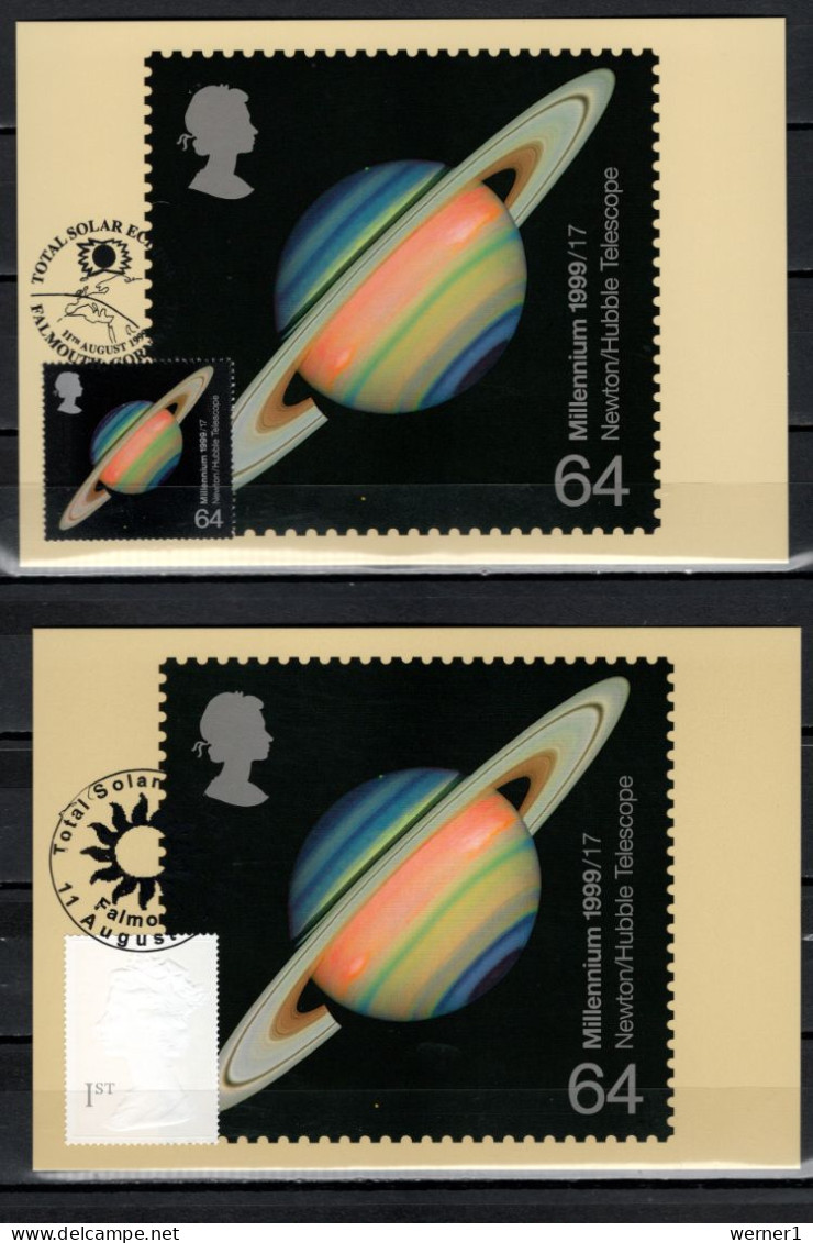 UK England, Great Britain 1999 Space, Total Eclipse Set Of 4 Commemorative Postcards - Europe