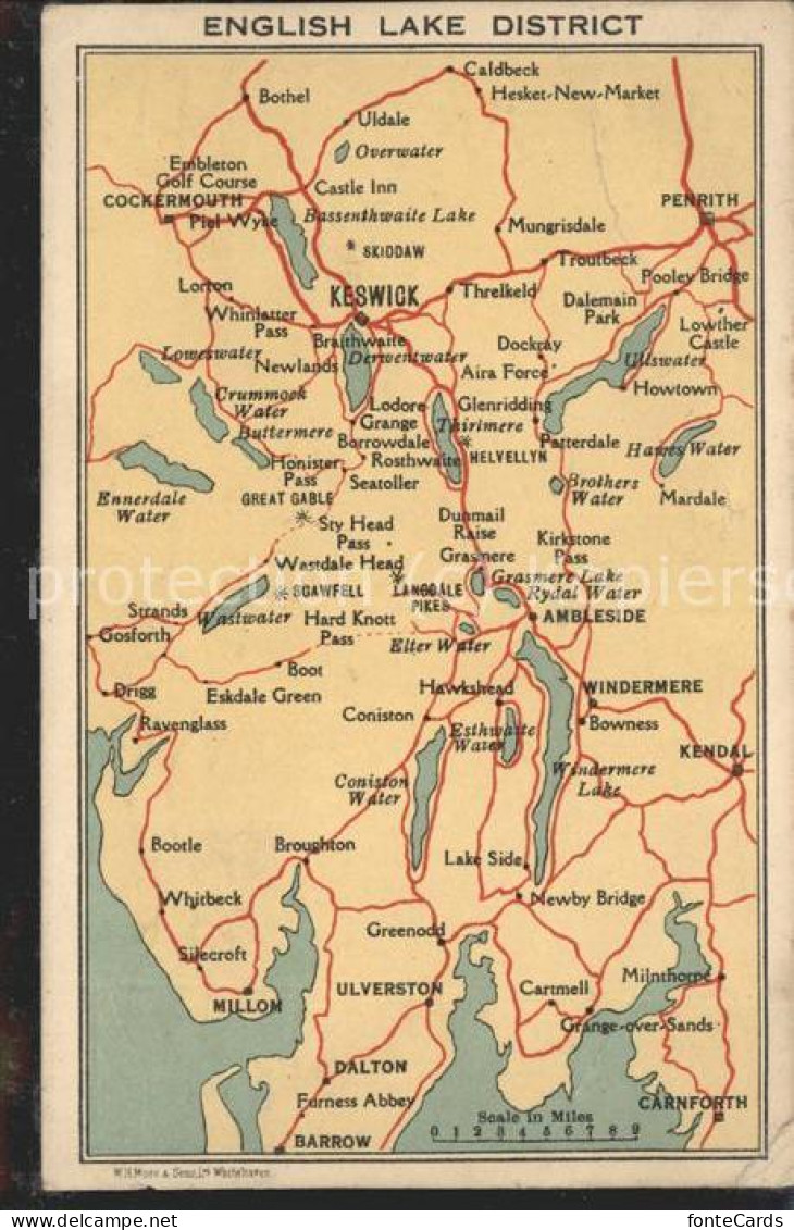 11498757 Keswick Uebersichtskarte English Lake District Allerdale - Other & Unclassified