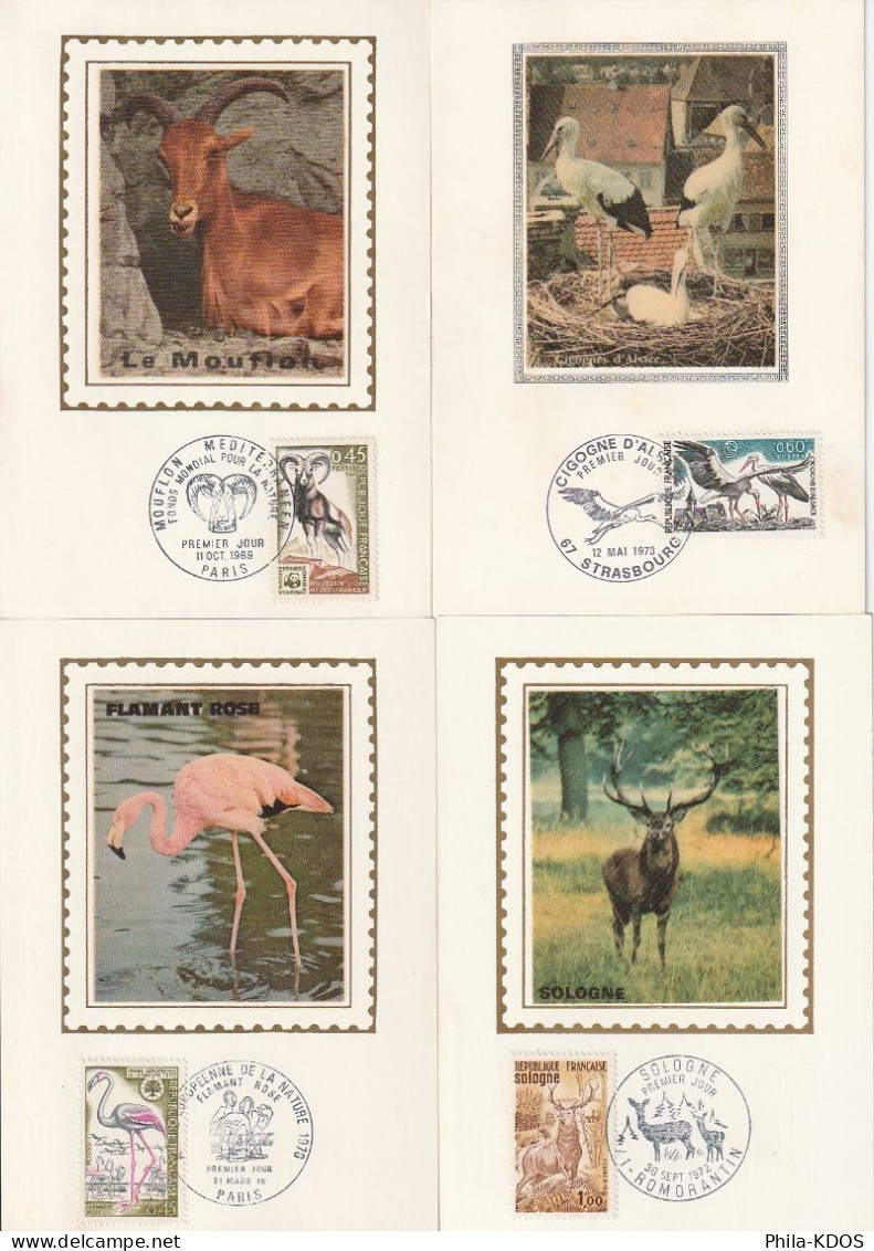 " ANIMAUX " Sur Lot De 4 Cartes Maximum Sur Soie. Voir Les Scans. CM à Saisir !!! - Andere & Zonder Classificatie