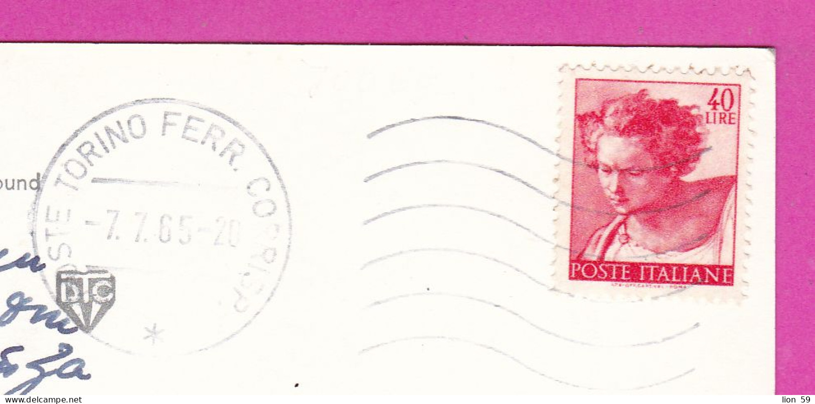 294024 / Italy - TORINO Place Du Statut - Au Fond , Rue Garibaldi PC 1965 USED 40 L Sistine Chapel By Michelangelo - 1961-70: Poststempel