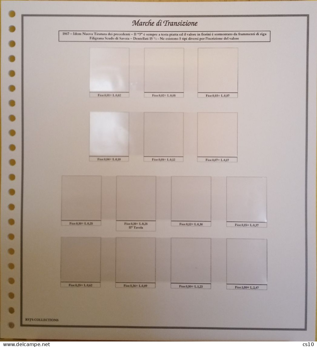 Marche Da Bollo Di Transizione Antichi Stati / Regno D'Italia 1866/1870 Raccolta Fogli Standard 22 Anelli Con Taschine - Verzamelingen