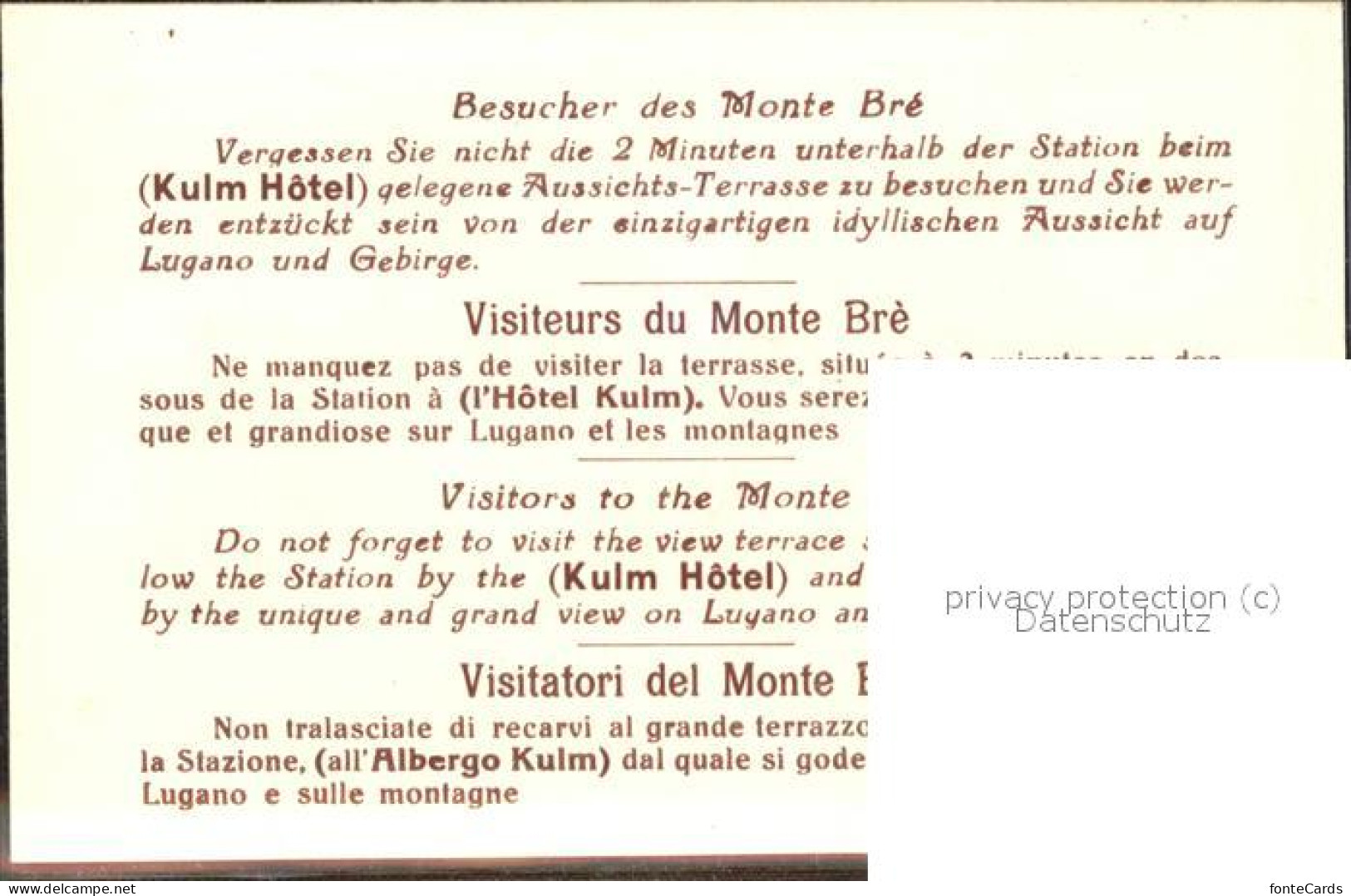 11498521 Monte Bre Lugano Kulmhotel Monte Bre Lugano - Autres & Non Classés