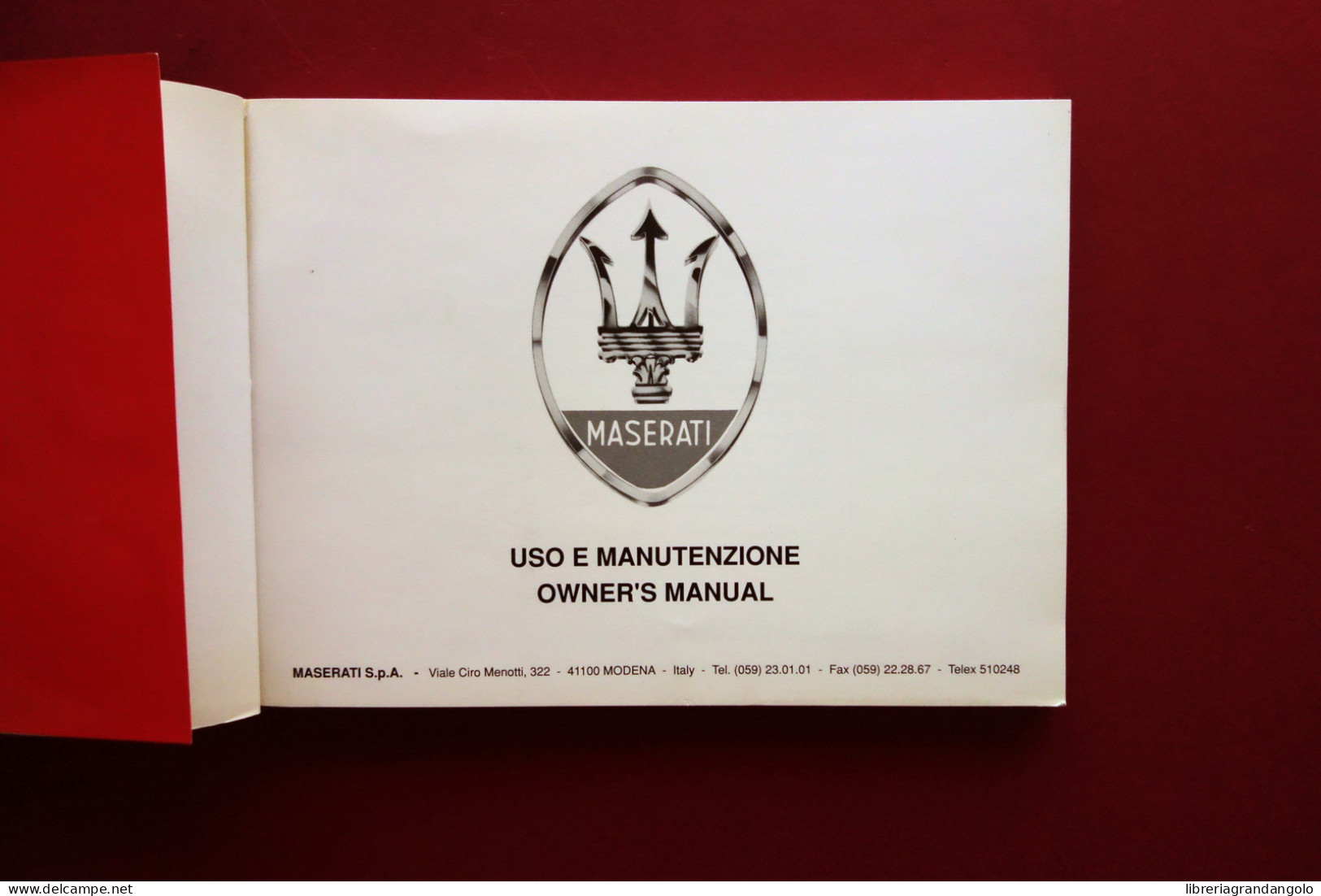 Maserati Shamal Libretto Uso E Manutenzione Edizione Italiano Inglese 1991 - Unclassified