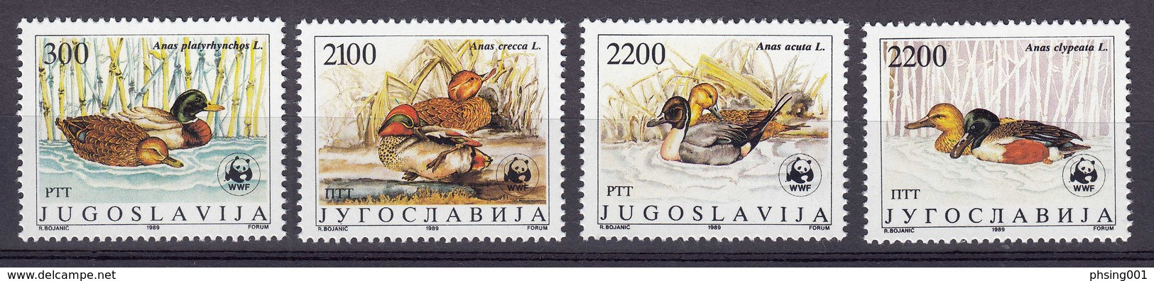 Yugoslavia 1989 WWF Fauna Ducks Birds Set MNH - Ducks