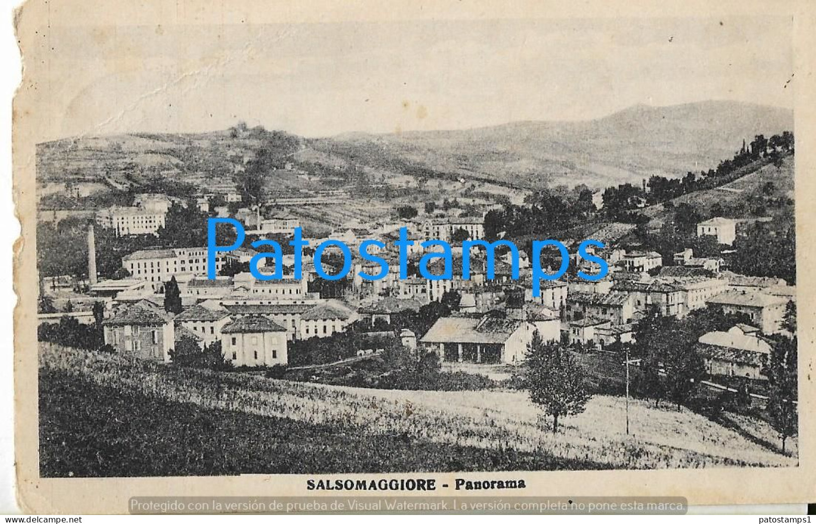 228672 ITALY SALSOMAGGIORE VIEW PANORAMA DAMAGED CIRCULATED TO ROMA POSTAL POSTCARD - Autres & Non Classés