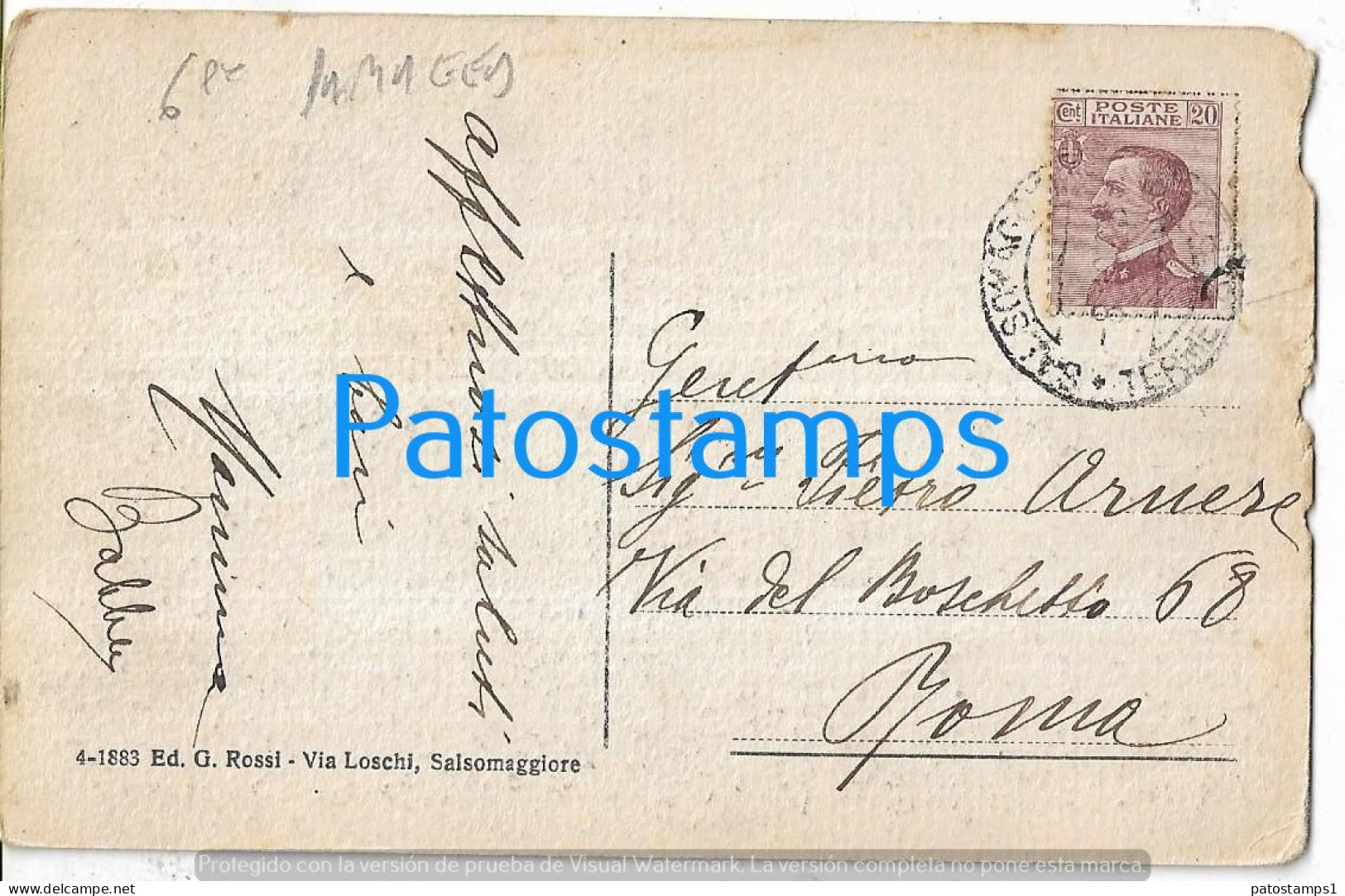 228672 ITALY SALSOMAGGIORE VIEW PANORAMA DAMAGED CIRCULATED TO ROMA POSTAL POSTCARD - Autres & Non Classés