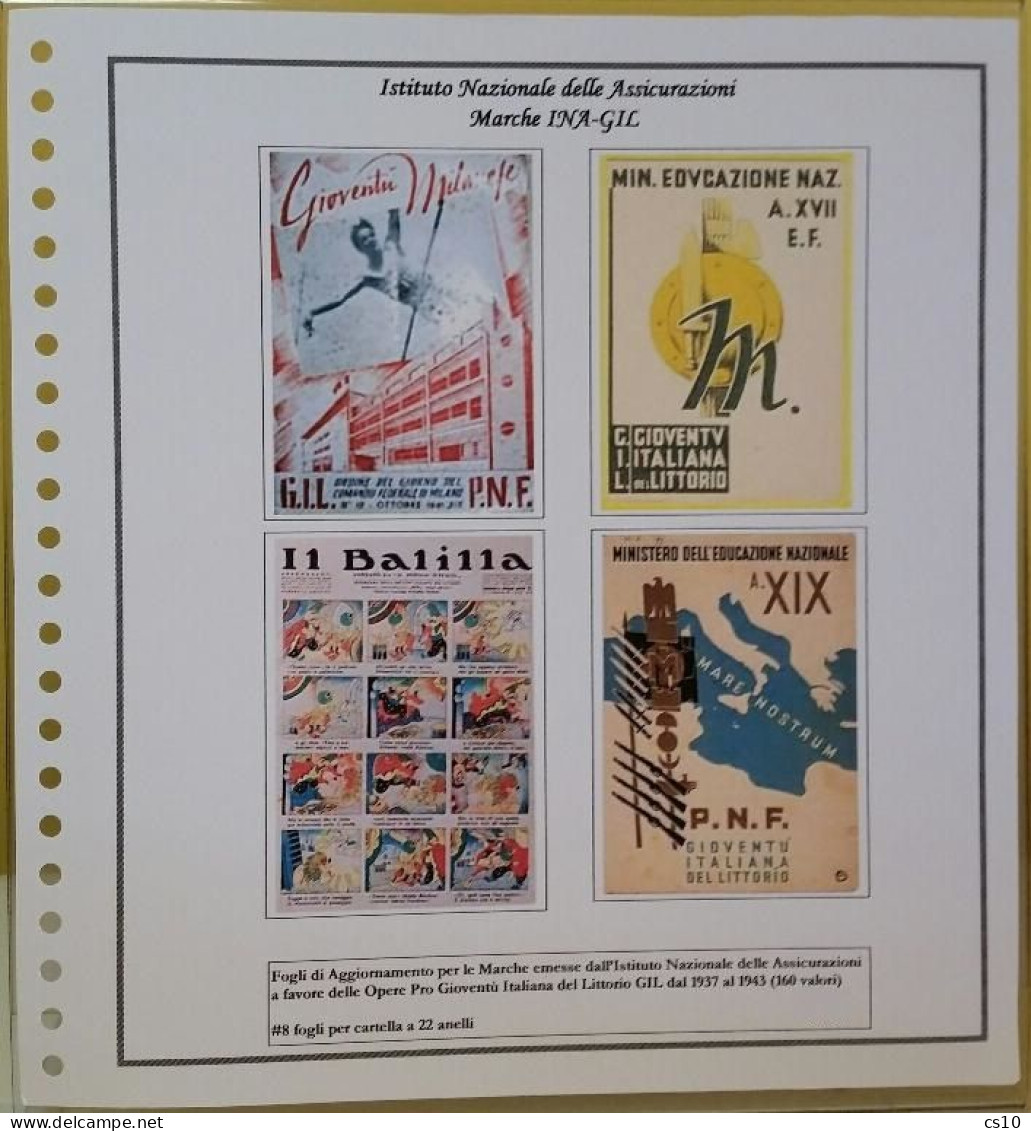 Marche INA-GIL Gioventù Italiana Littorio 1937  - Raccolta Fogli Aggiornamento 22anelli Standard - Revenue Stamps