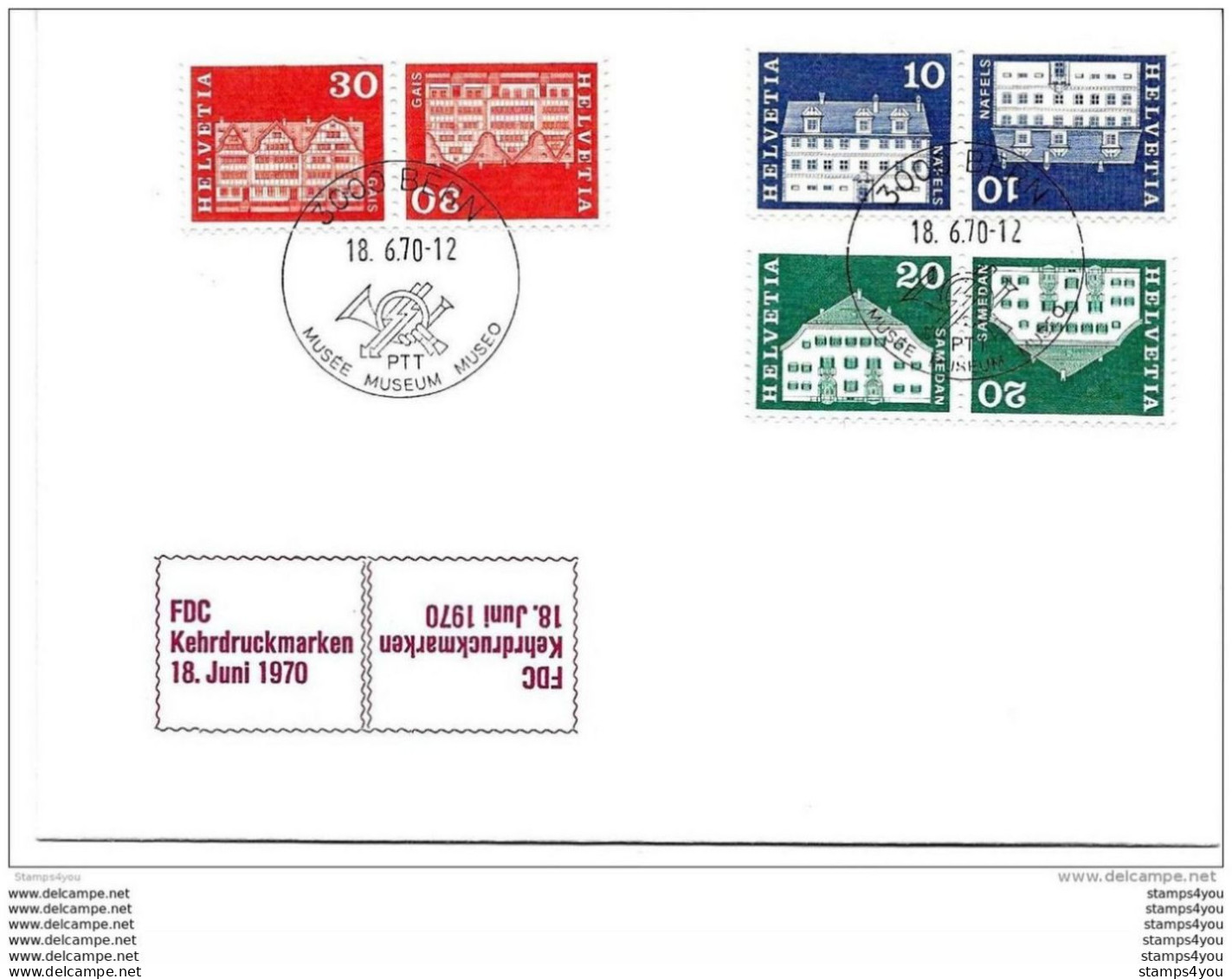 115 - 2 - Enveloppe Avec Timbre Tête-bêche - Cachet 1er Jour 18.7.70. - Postmark Collection