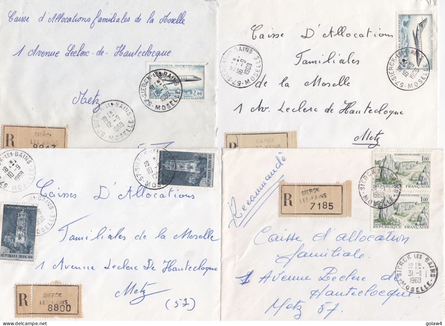 37069# LOT 19 LETTRES FRANCHISE PARTIELLE RECOMMANDE Obl SIERCK LES BAINS MOSELLE 1967 1968 Pour METZ 57 - Brieven En Documenten