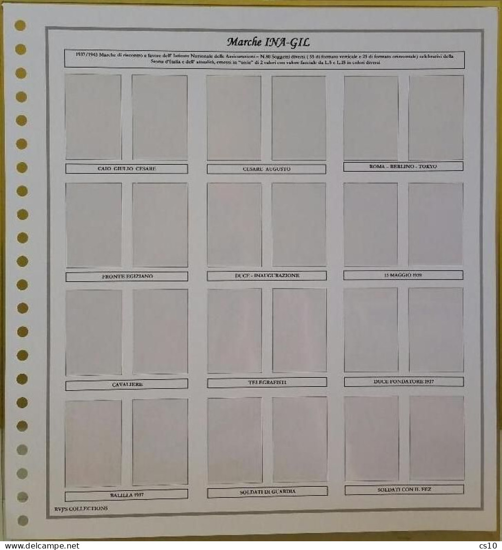 Marche INA-GIL Gioventù Italiana Littorio 1937  - Raccolta Fogli Aggiornamento 22anelli Standard - Pochettes