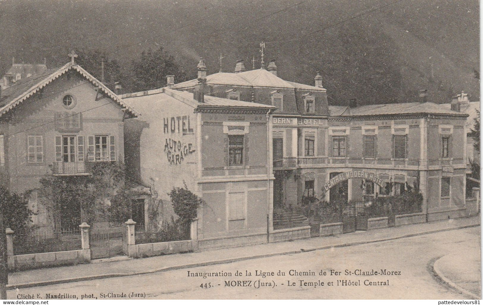 CPA (39) MOREZ Le Temple Religion Protestantisme L'Hôtel Central Inauguration Ligne De Chemin De Fer St Claude-Morez - Morez