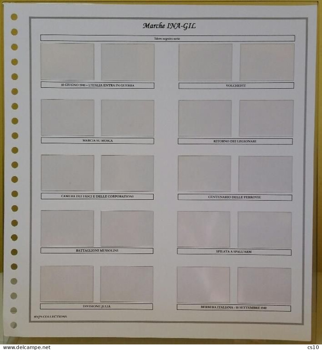 Marche INA-GIL Gioventù Italiana Littorio 1937  - Raccolta Fogli Aggiornamento 22anelli Standard - Verzamelingen