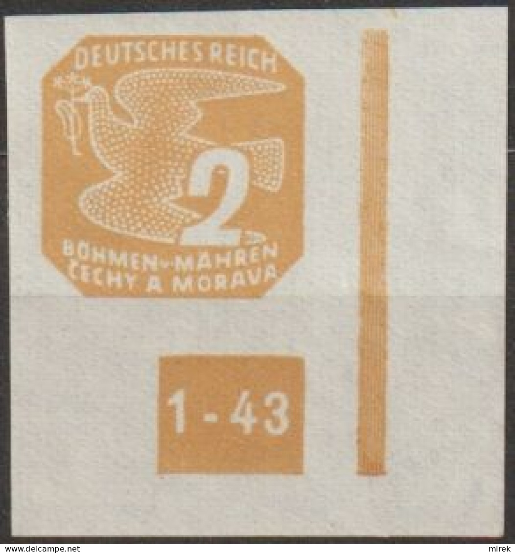 033/ Pof. NV 10, Corner Stamp, Broken Frame, Plate Number 1-43 - Ungebraucht