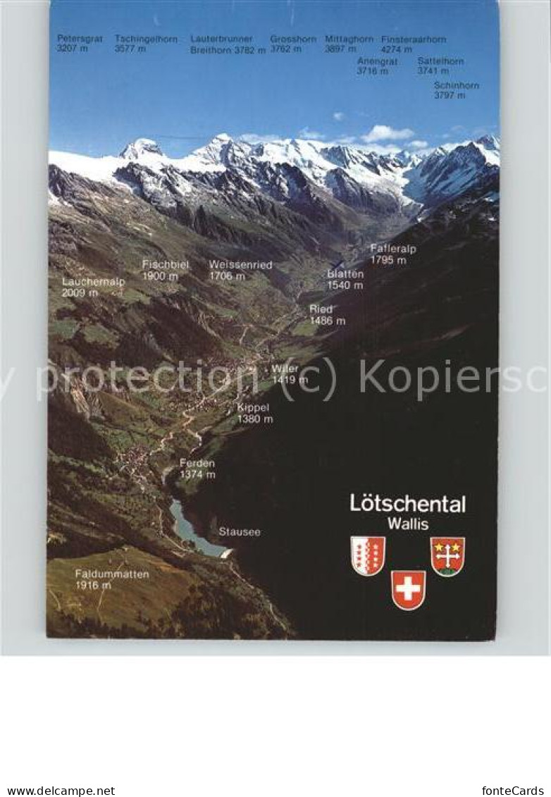 11497278 Loetschental Fliegeraufnahme Alpenpanorama Wappen Kippel - Other & Unclassified