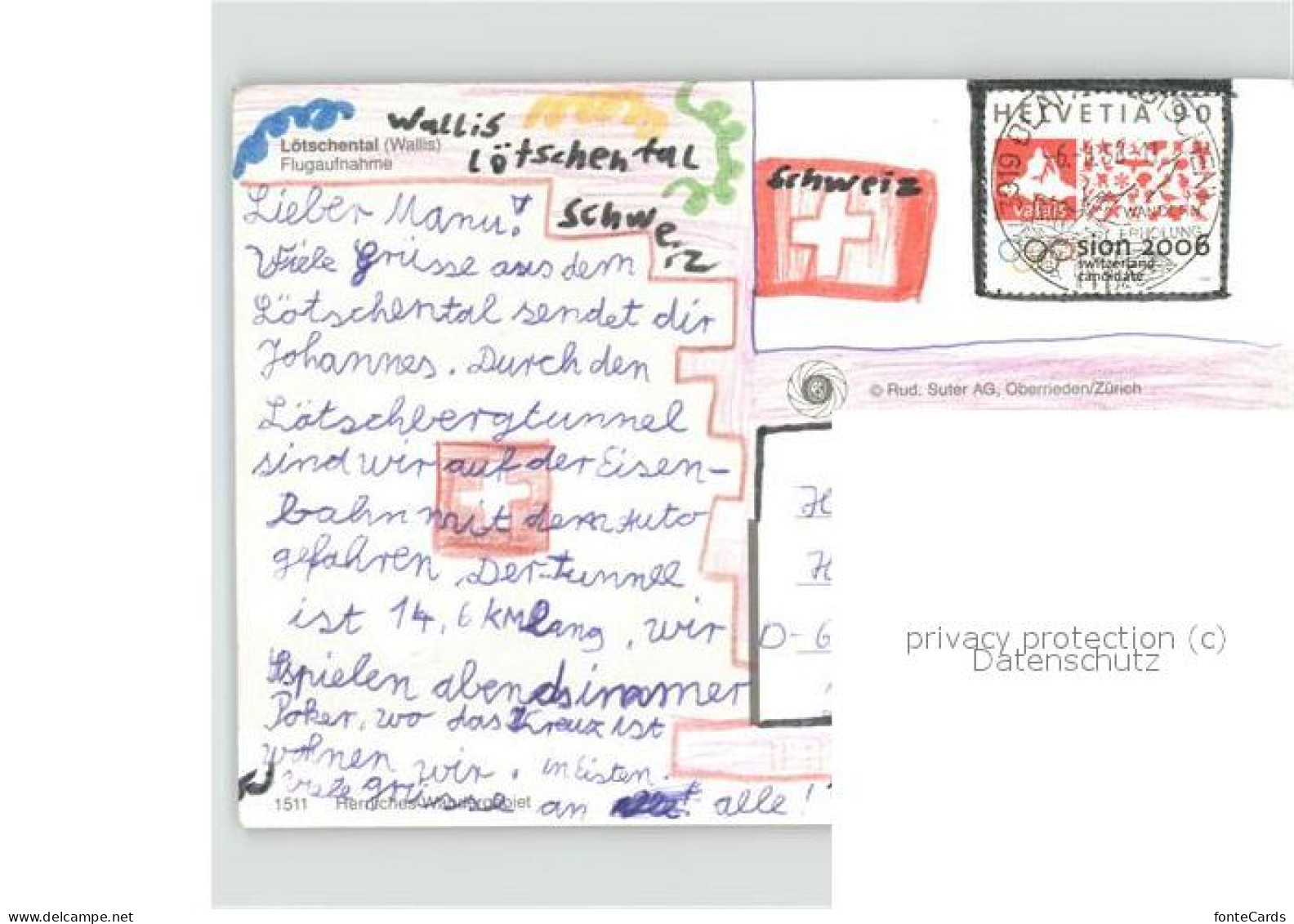 11497278 Loetschental Fliegeraufnahme Alpenpanorama Wappen Kippel - Other & Unclassified