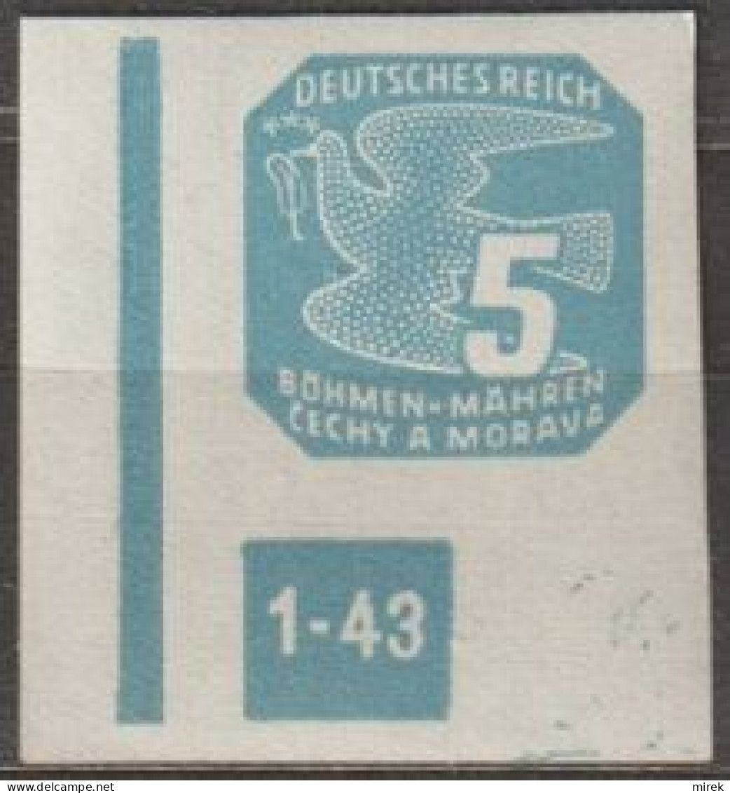 035/ Pof. NV 11, Corner Stamp, Broken Frame, Plate Number 1-43 - Nuovi