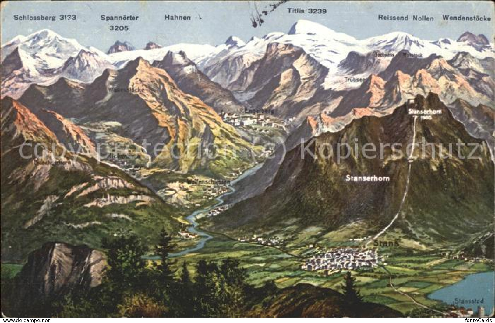 11496932 Stansstad Engelberg Stanserhorn Gebietskarte Alpenpanorama Stansstad - Andere & Zonder Classificatie