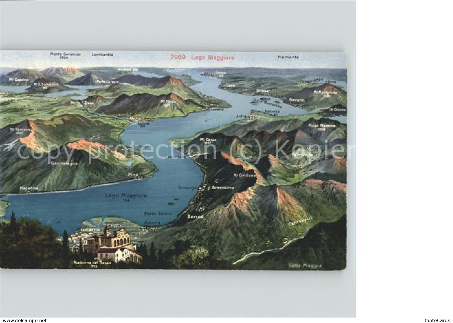 11496918 Locarno TI Gebietskarte Tessin Lago Maggiore Madonna Del Sasso Wallfahr - Autres & Non Classés