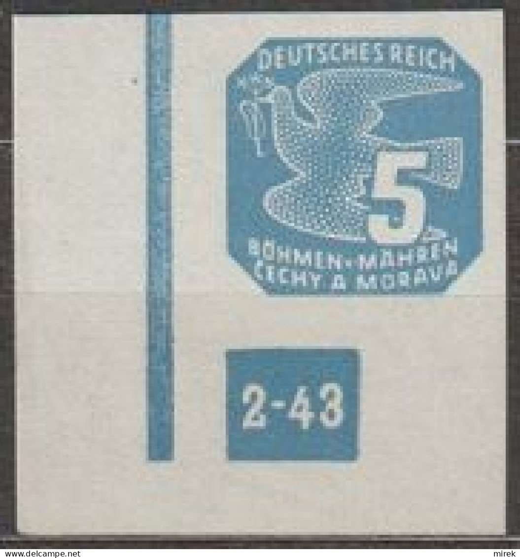 036/ Pof. NV 11, Corner Stamp, Unbroken Frame, Plate Number 2-43 - Unused Stamps