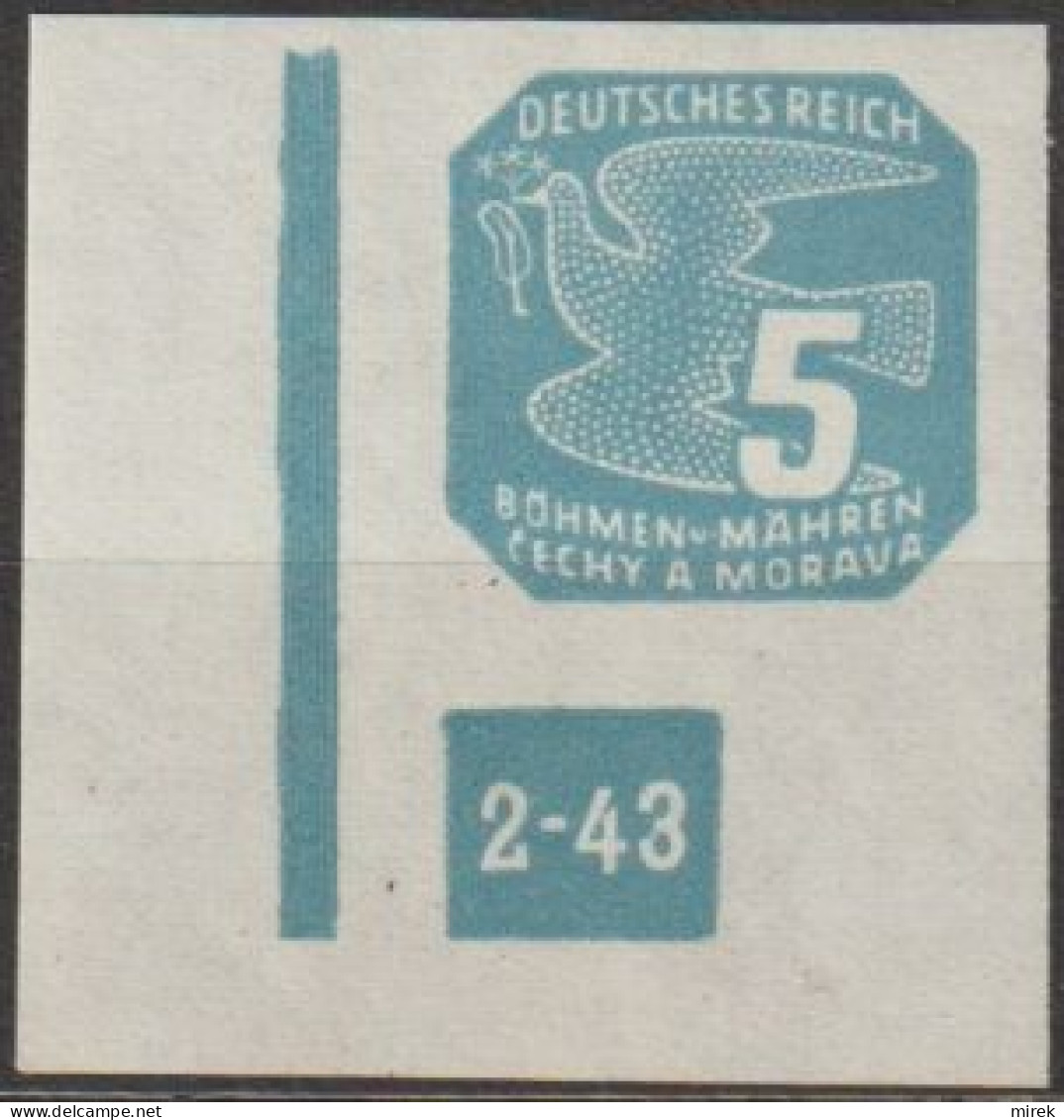037/ Pof. NV 11, Corner Stamp, Broken Frame, Plate Number 2-43 - Unused Stamps