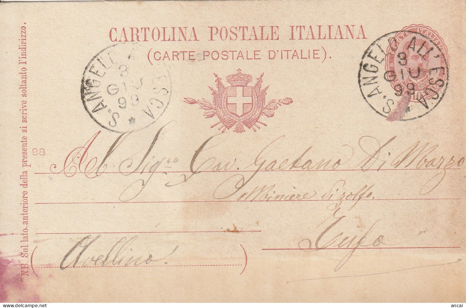 Italy. A213. Albanella. 1898. Annullo Grande Cerchio ALBANELLA,  Su Cartolina Postale - Storia Postale