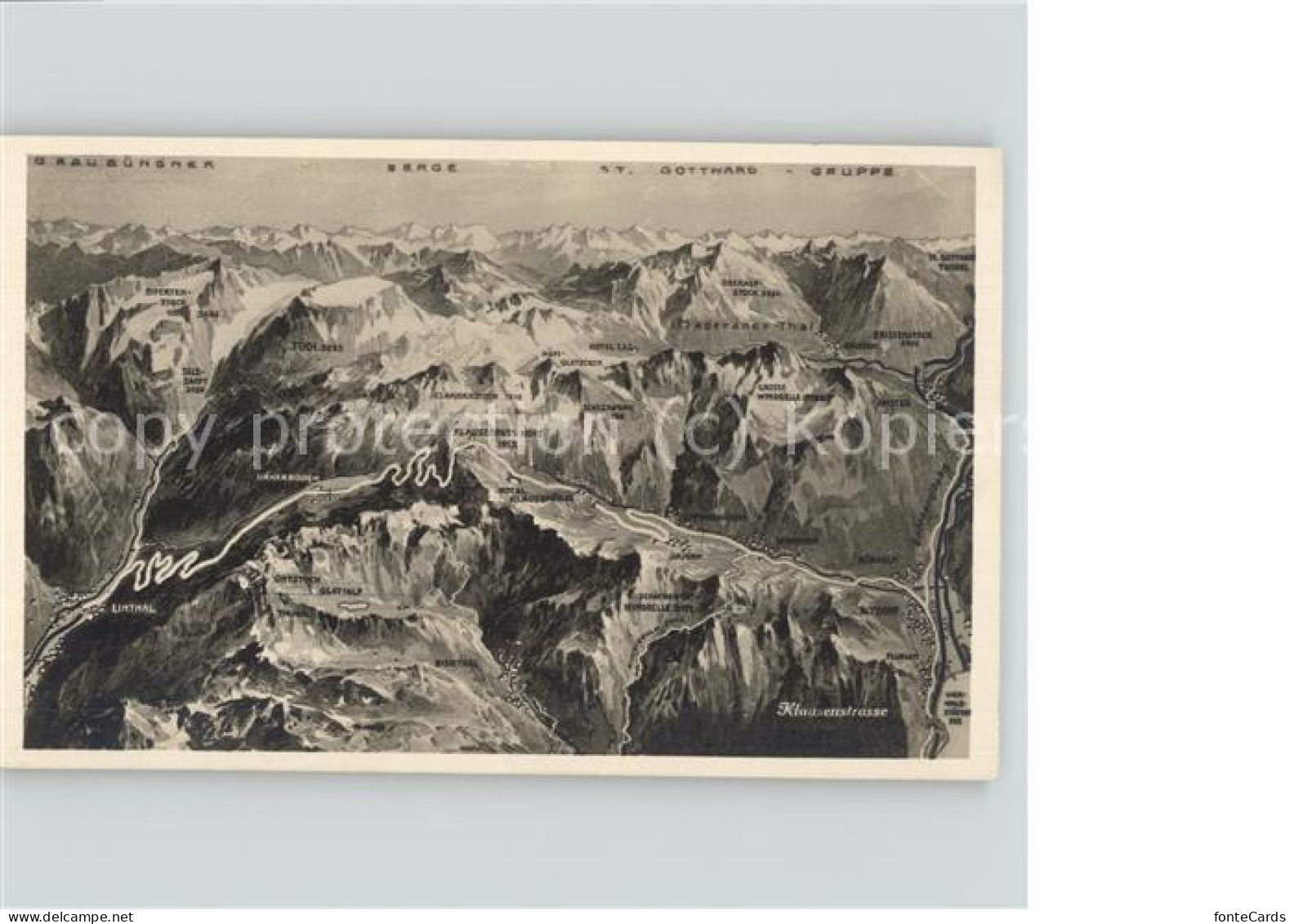 11496890 Linthal Glarus Gebietskarte Klausenstrasse Alpenpanorama Aus Der Vogelp - Altri & Non Classificati