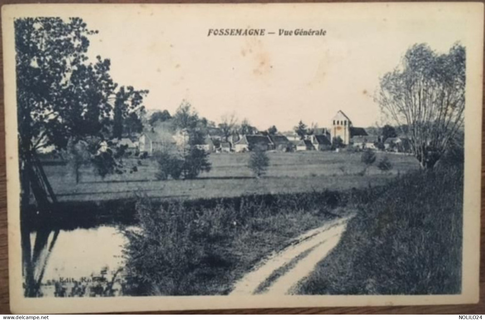 Cpa 24 Dordogne, FOSSEMAGNE, Vue Générale, Village, Eglise, éd Robert, écrite En 1928 - Sonstige & Ohne Zuordnung