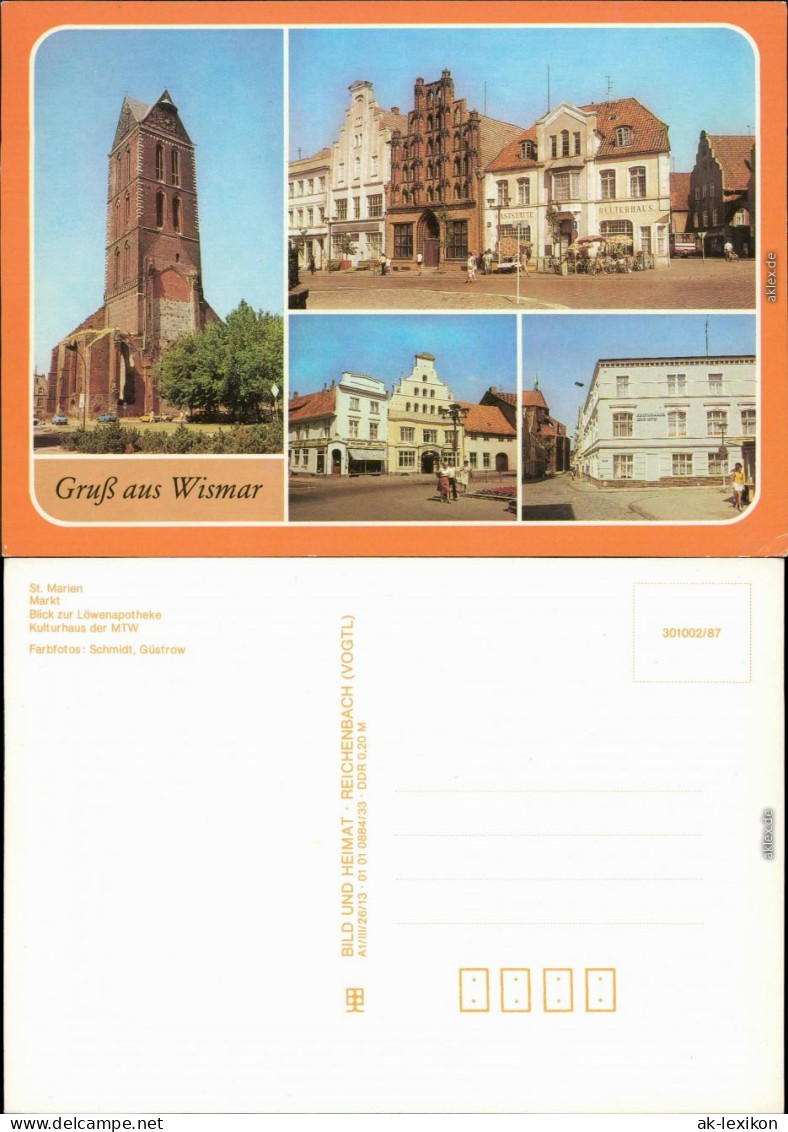 Wismar St. Marien, Markt, Blick Zur Löwenapotheke, Kulturhaus Der MTW 1987 - Wismar
