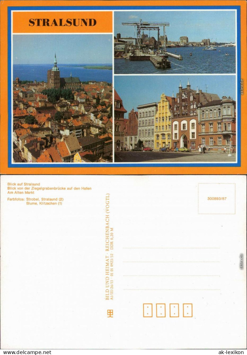 Stralsund  , Blick Von Der Ziegelgrabenbrücke Auf Den Hafen,  Markt 1987 - Stralsund