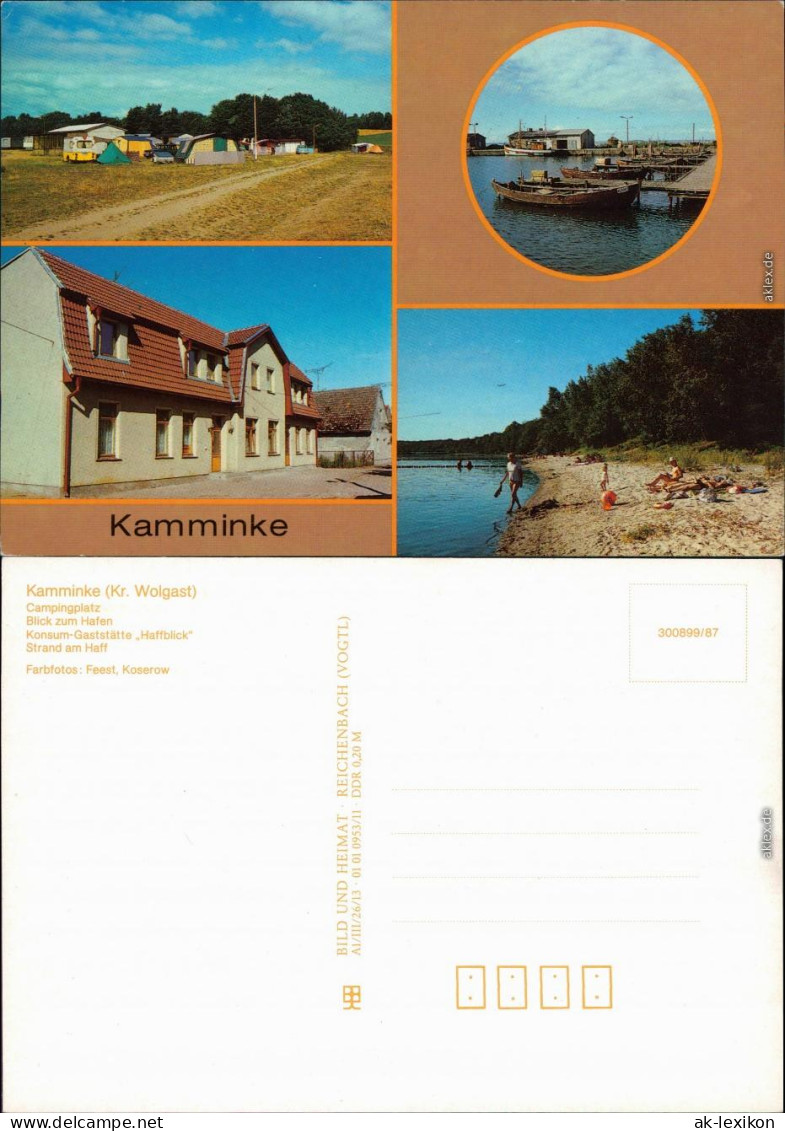 Kamminke Campingplatz, Blick Zum Hafen, Konsum-Gaststätte "Haftblick" Haff 1987 - Sonstige & Ohne Zuordnung