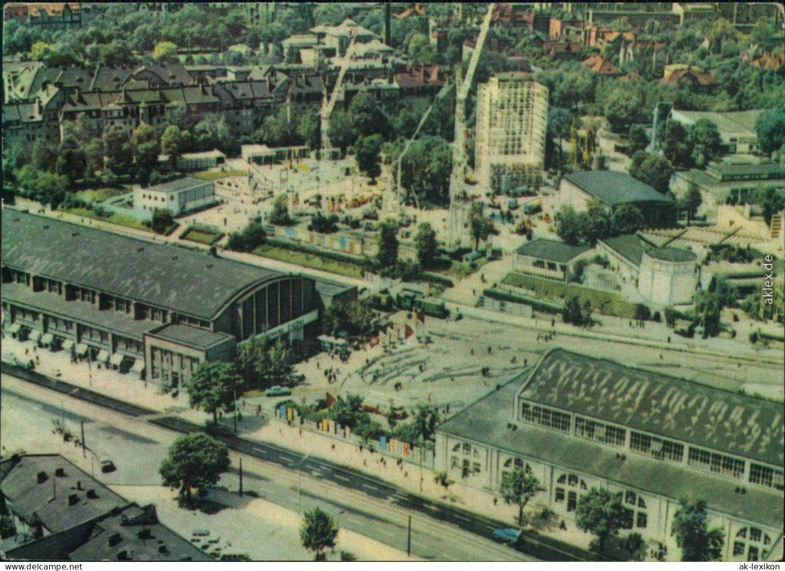 Posen Poznań Luftbild  - Bahnhof Baukräne Ansichtskarte 1965 - Pologne