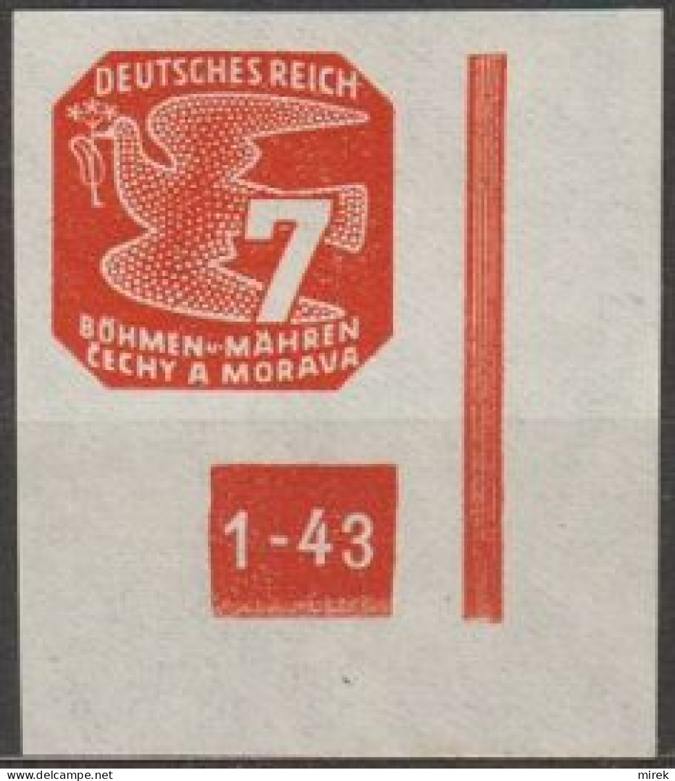 043/ Pof. NV 12, Corner Stamp, Broken Frame, Plate Number 1-43 - Neufs