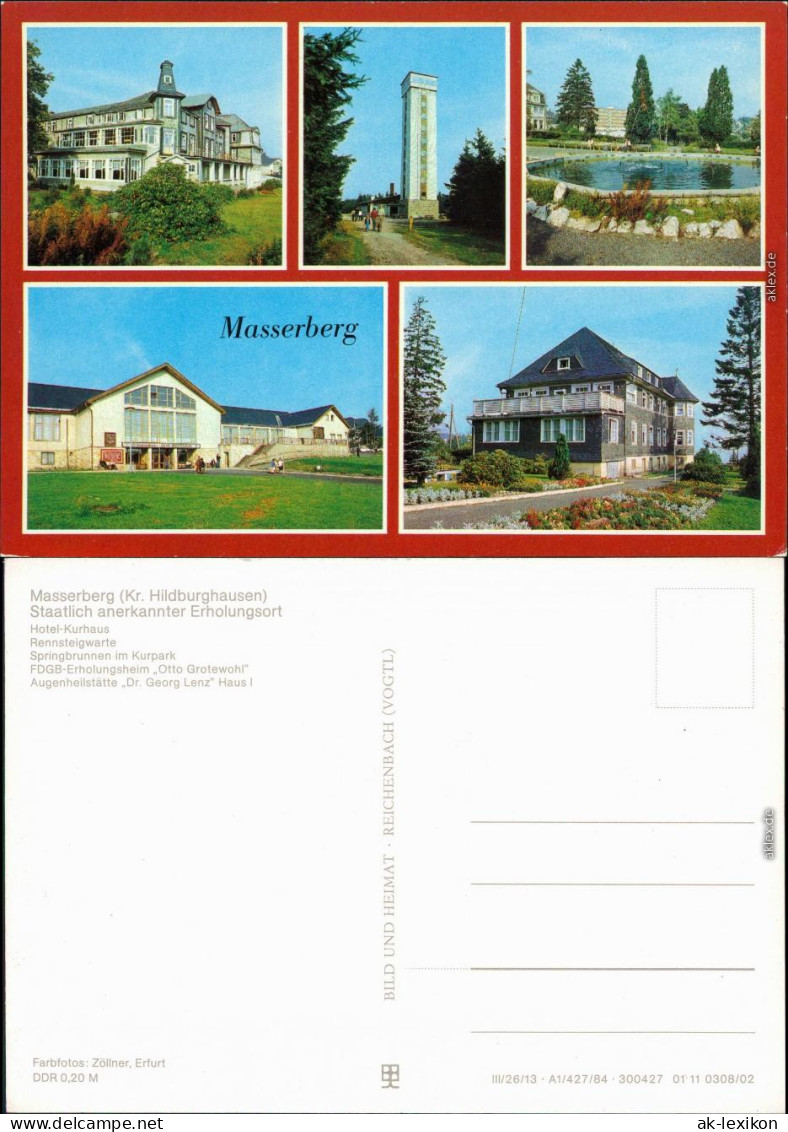 Masserberg Hotel-Kurhaus, Kurpark Augenheilstätte "Dr. Georg Lenz" Haus I 1984 - Autres & Non Classés