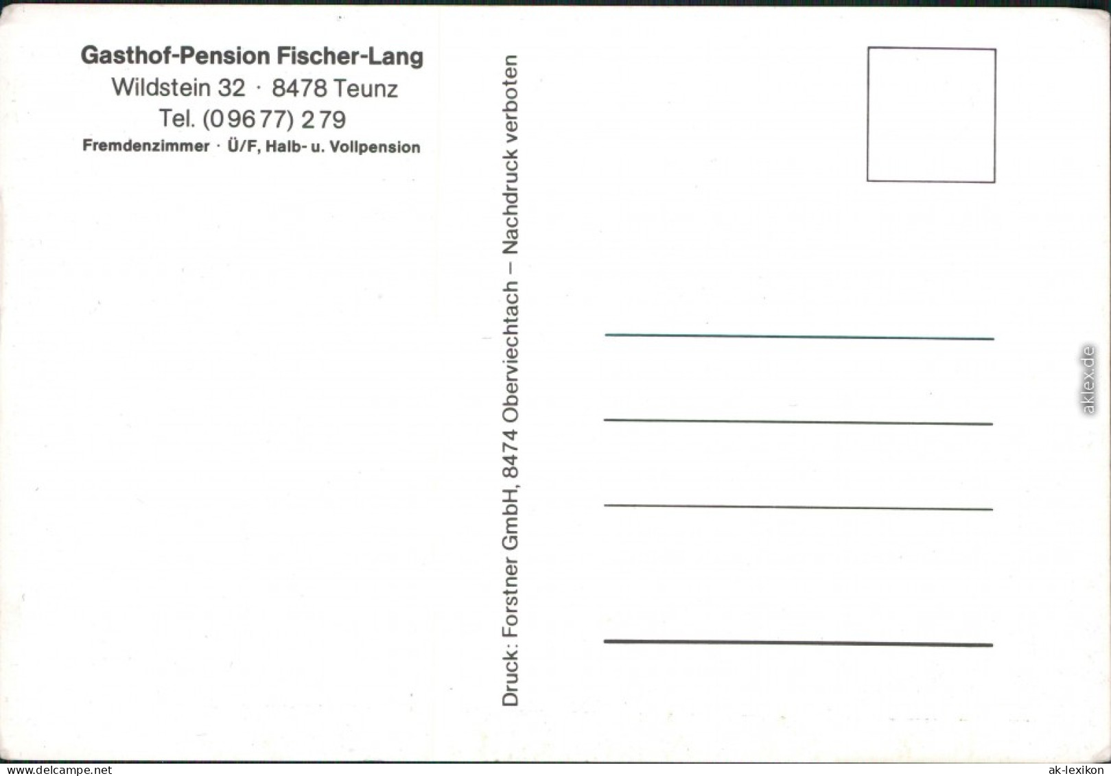 Ansichtskarte Teunz Gasthof-Pension Fischer-Lang 1989 - Autres & Non Classés