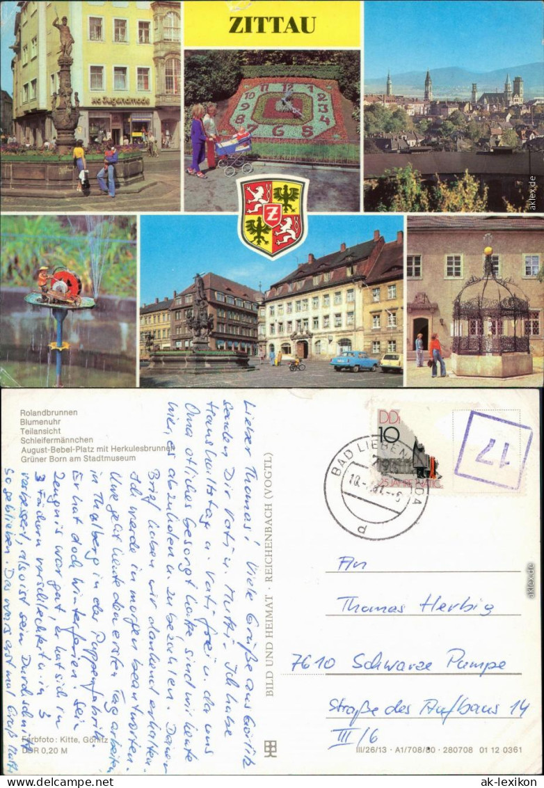 Zittau Rolandbrunnen,   Schleifermännchen, August-Bebel-Platz  1981 - Zittau