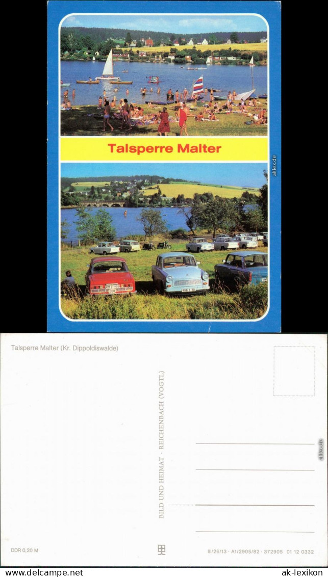 Dippoldiswalde Talsperre Malter - Strand Mit Badegästen, Parkplatz  1982 - Dippoldiswalde