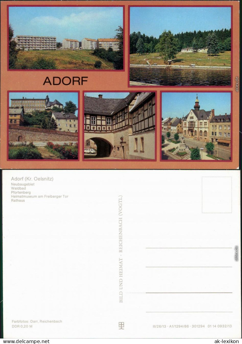 Adorf (Vogtland) Neubaugebiet, Waldgebiet, Pfortenberg, Heimatmuseum  1986 - Autres & Non Classés