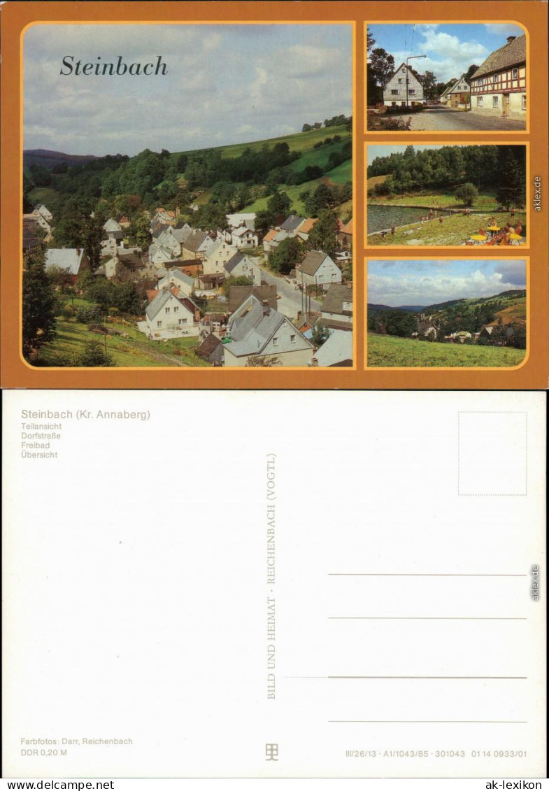 Steinbach-Johanngeorgenstadt Teilansicht, Dorfstraße, Freibad, Übersicht 1985 - Johanngeorgenstadt
