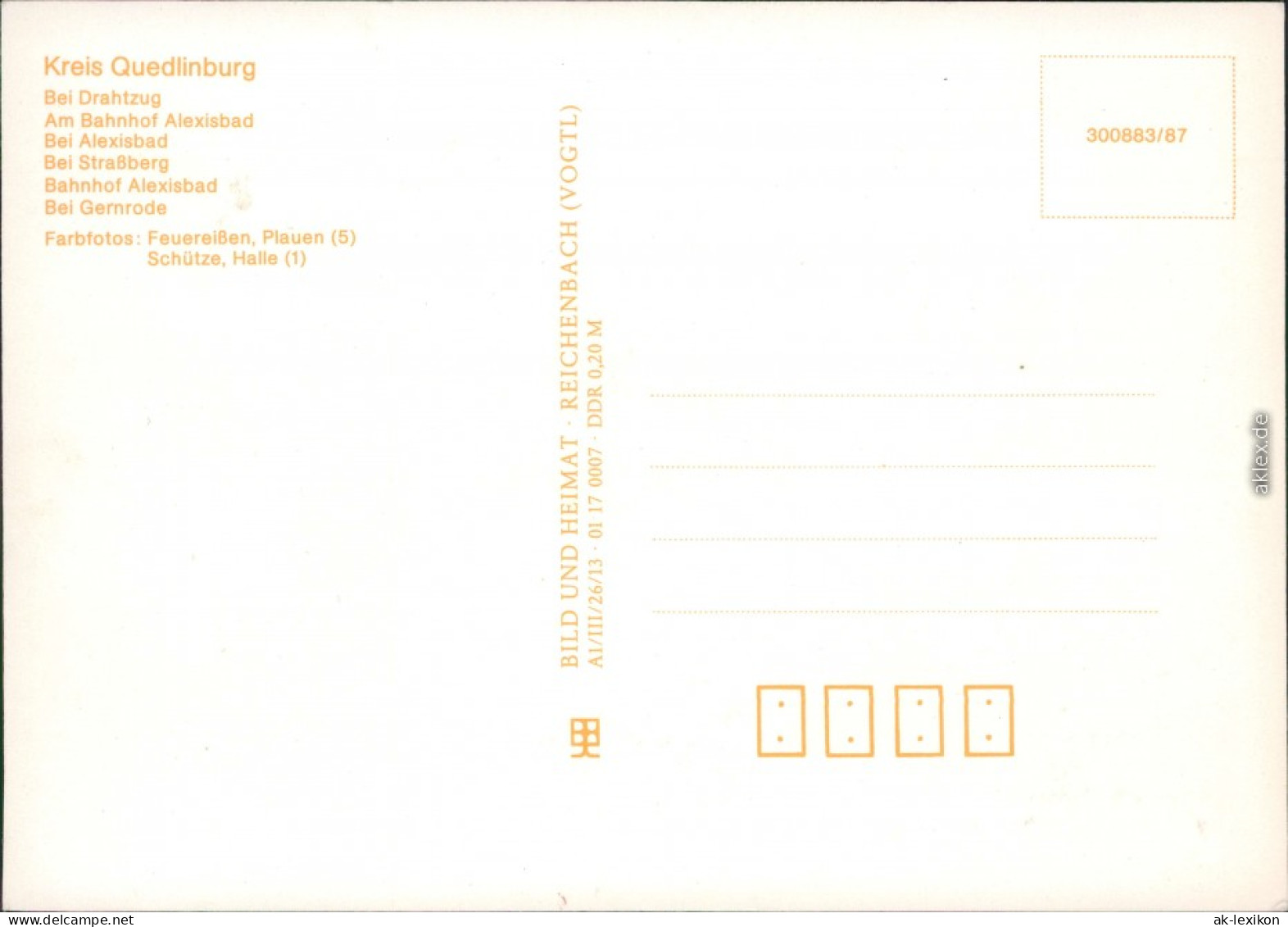 Quedlinburg Selketalbahn Ansichtskarte 1986 - Otros & Sin Clasificación