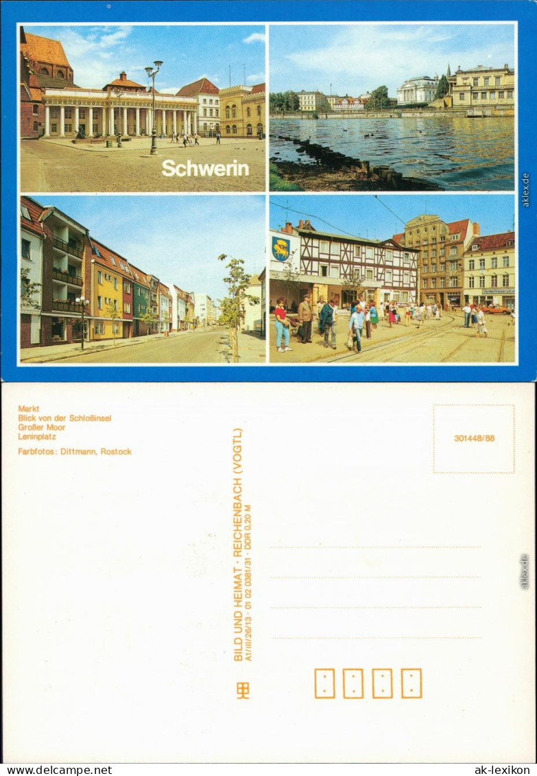 Schwerin Markt, Blick Von Schloßinsel, Großer Moor, Leninplatz 1988 - Schwerin