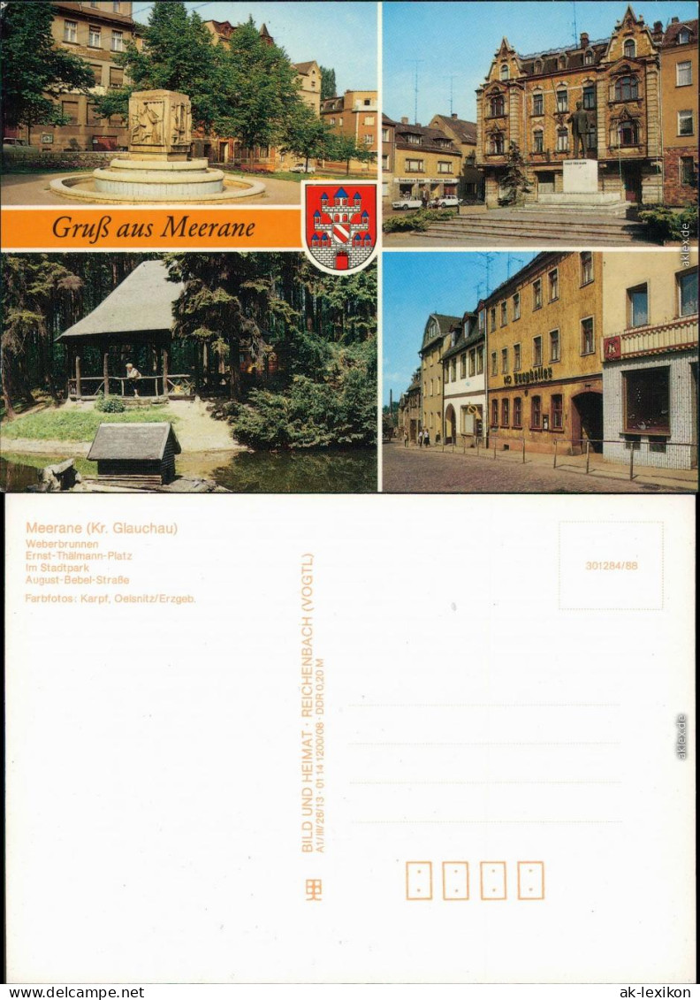 Meerane Weberbrunnen, Ernst-Thälmann-Platz  August-Bebel-Straße 1988 - Meerane