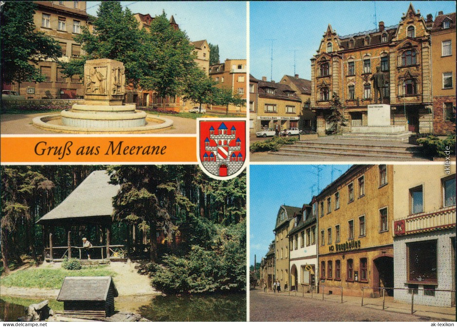 Meerane Weberbrunnen, Ernst-Thälmann-Platz  August-Bebel-Straße 1988 - Meerane