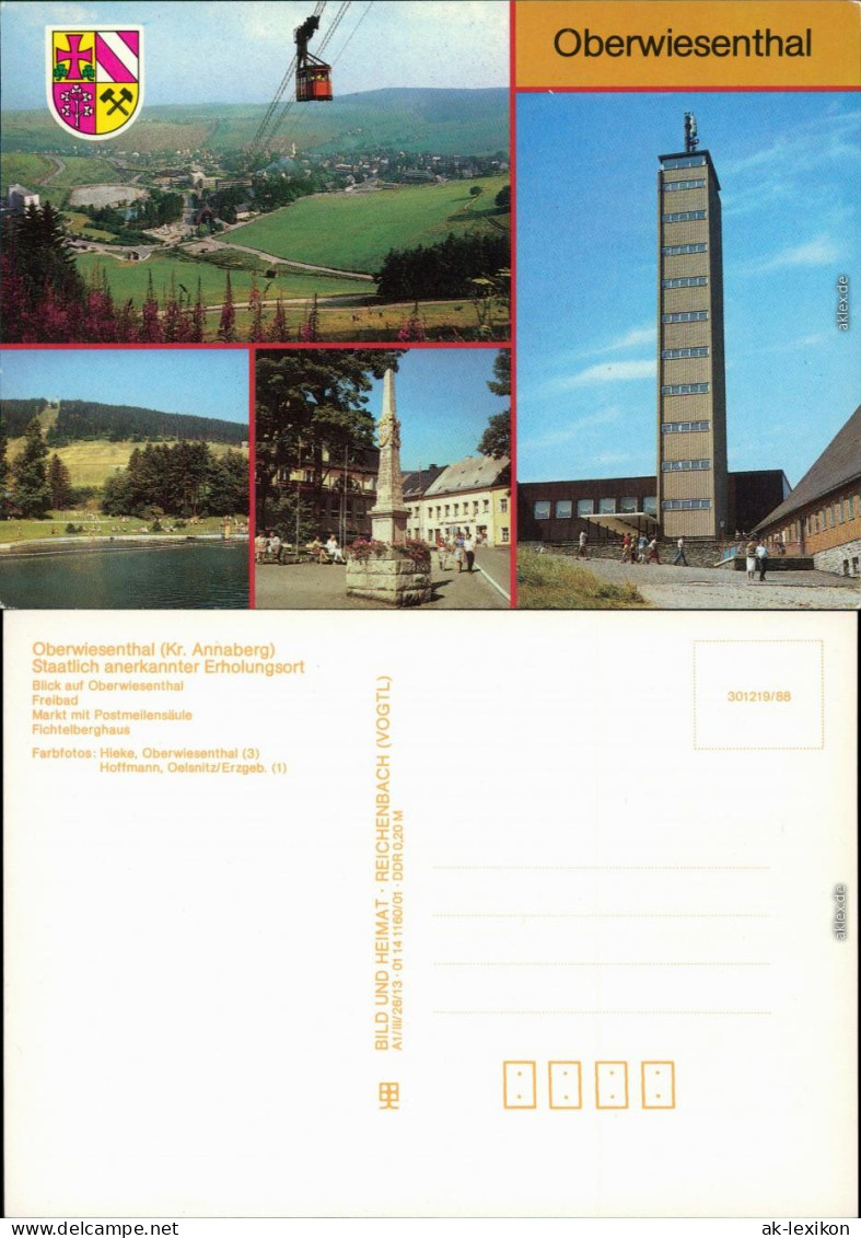 Oberwiesenthal Blick Auf Die Stadt, Freibad, Markt Mit Postmeilensäule 1988 - Oberwiesenthal