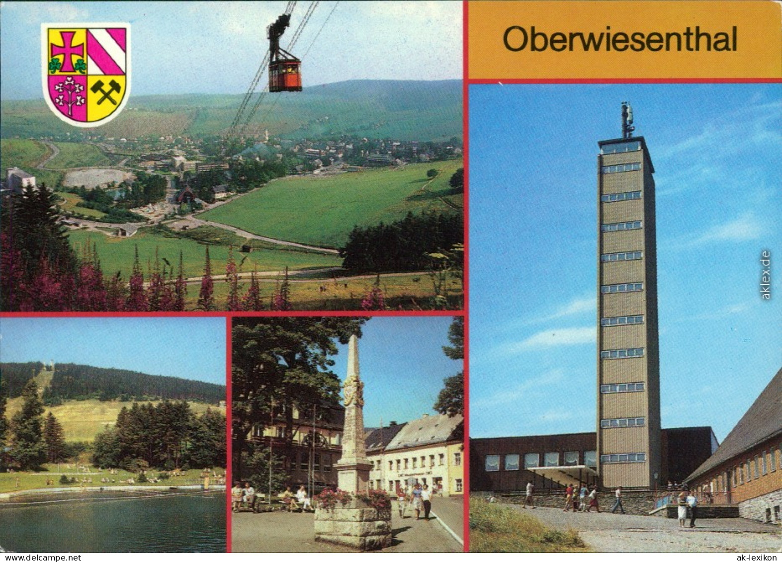 Oberwiesenthal Blick Auf Die Stadt, Freibad, Markt Mit Postmeilensäule 1988 - Oberwiesenthal